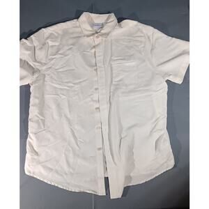Caribbean White Textured Button Down Shirt XL Short Sleeve Travel Resort modal